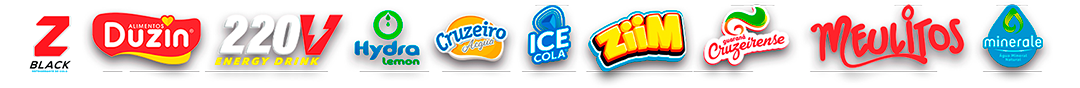 Z Black, Alimentos Duzin, 220 Energy Drink, Hydro Lemon, Cruzeiro, Ice Cola, Ziin, Guaraná Cruzeirense, Meulitos e Minerale